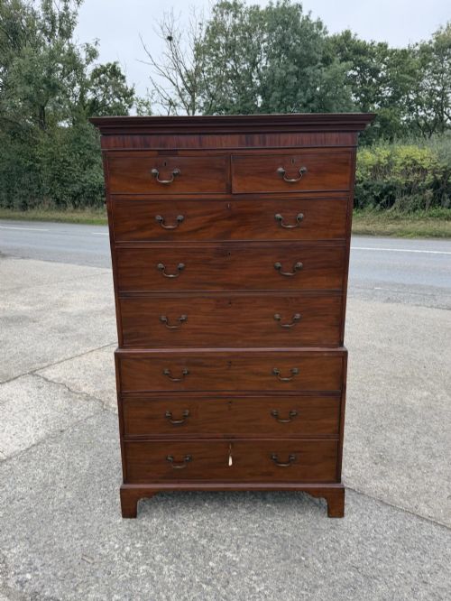 Georgian Mahogany Chest on Chest 2 Short Drawers Over 6 Long Drawers with Keys
