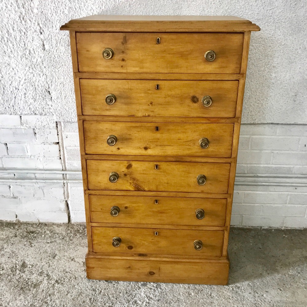 Victorian Pine 6 Drawer Wellington Chest 