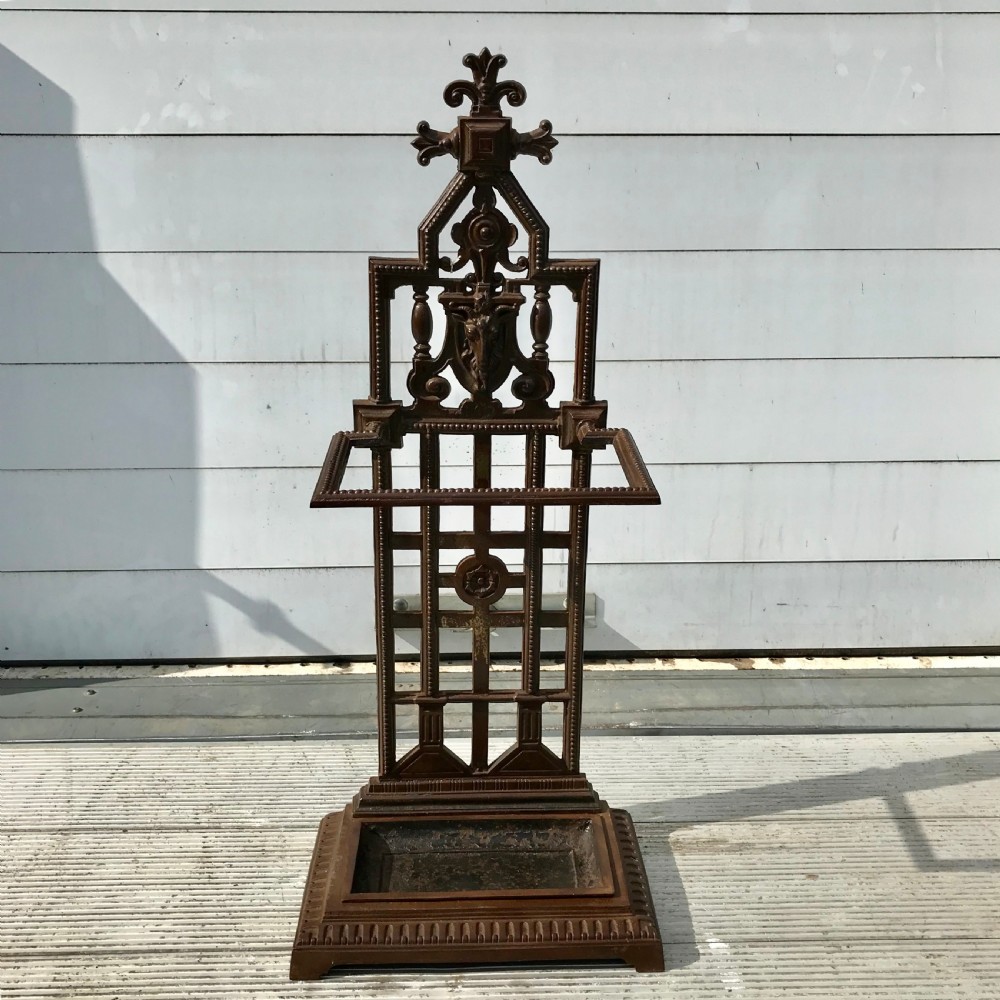 Victorian Cast Iron Stick Stand with Drip Tray 