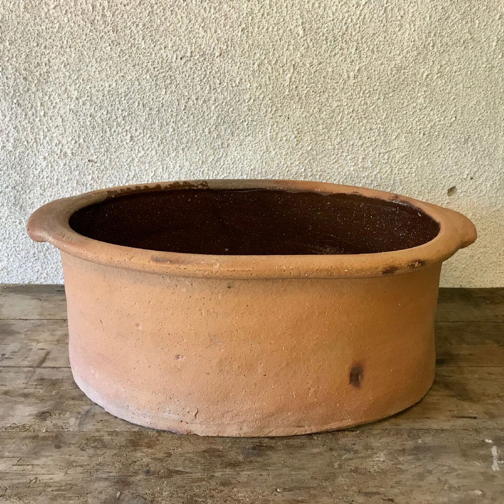 19th Century Terracotta Salter with Salt Glazed Interior 