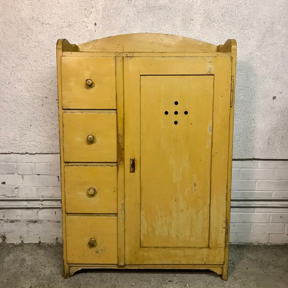 Circa 1900 East European Food Cupboard with Layers of Old Paint 