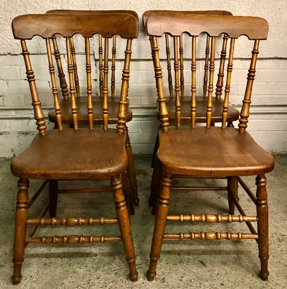 Set of 4 Victorian Windsor Spindle Back Kitchen Chairs
