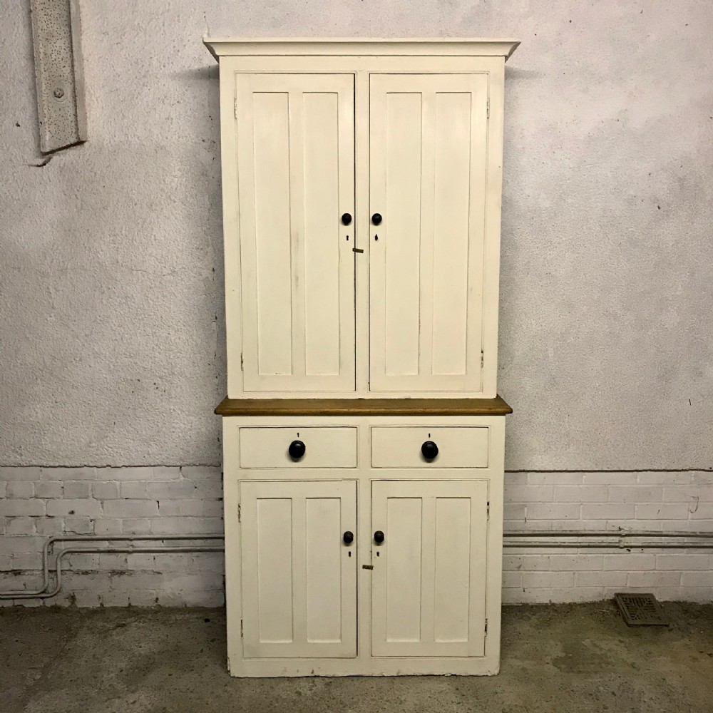Victorian Painted Pine Larder Cupboard with 4 Doors and 2 Drawers