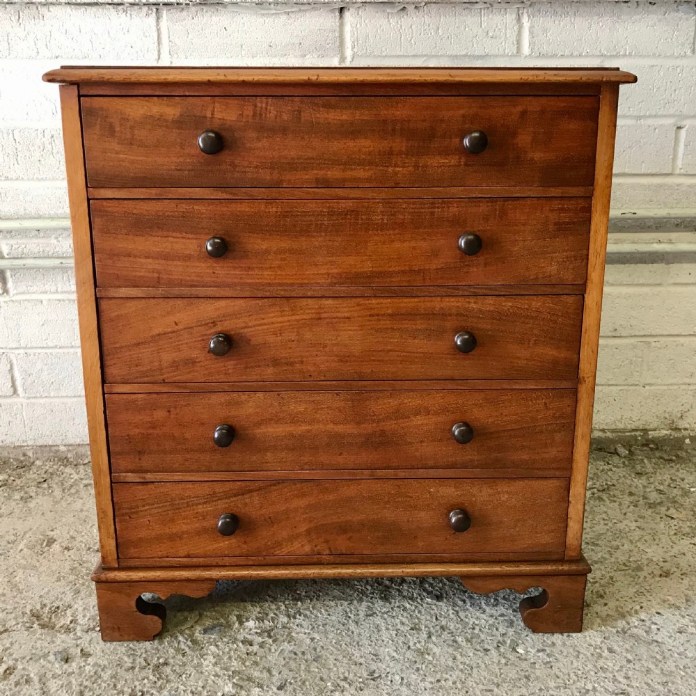 Victorian Mahogany Bank of 5 Collectors Drawers with Original Ebonized Knobs 
