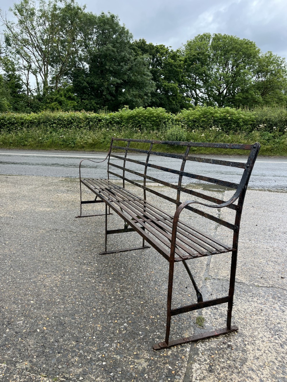 Georgian Wrought Iron Strapwork Garden Bench 