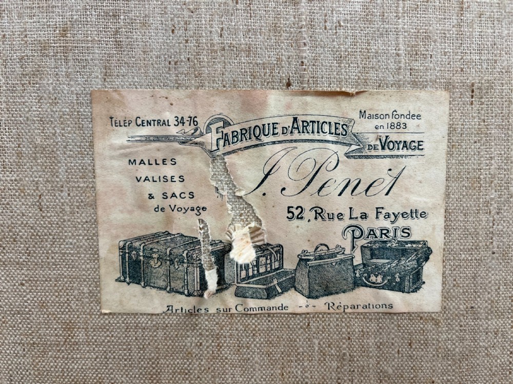Circa 1900 Canvas Covered & Wood Bound Travelling Trunk View V
