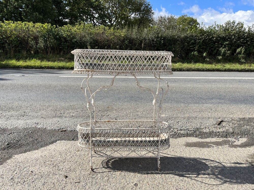 Victorian Wire Work Plant Stand with Original Zinc Trays  View III
