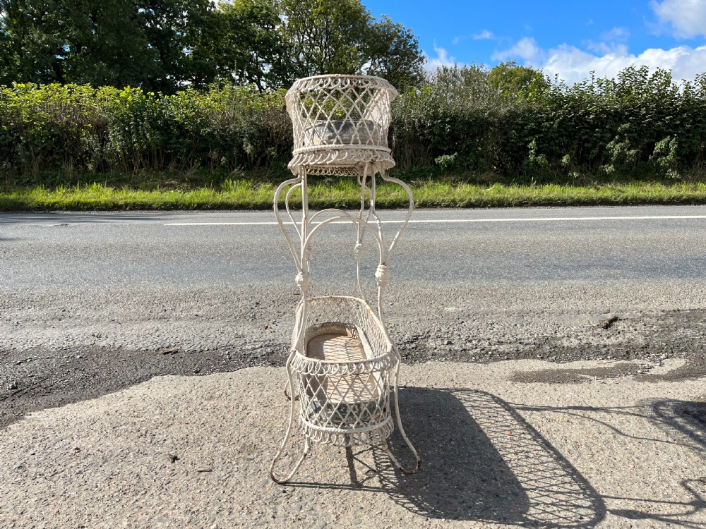 Victorian Wire Work Plant Stand with Original Zinc Trays  View V