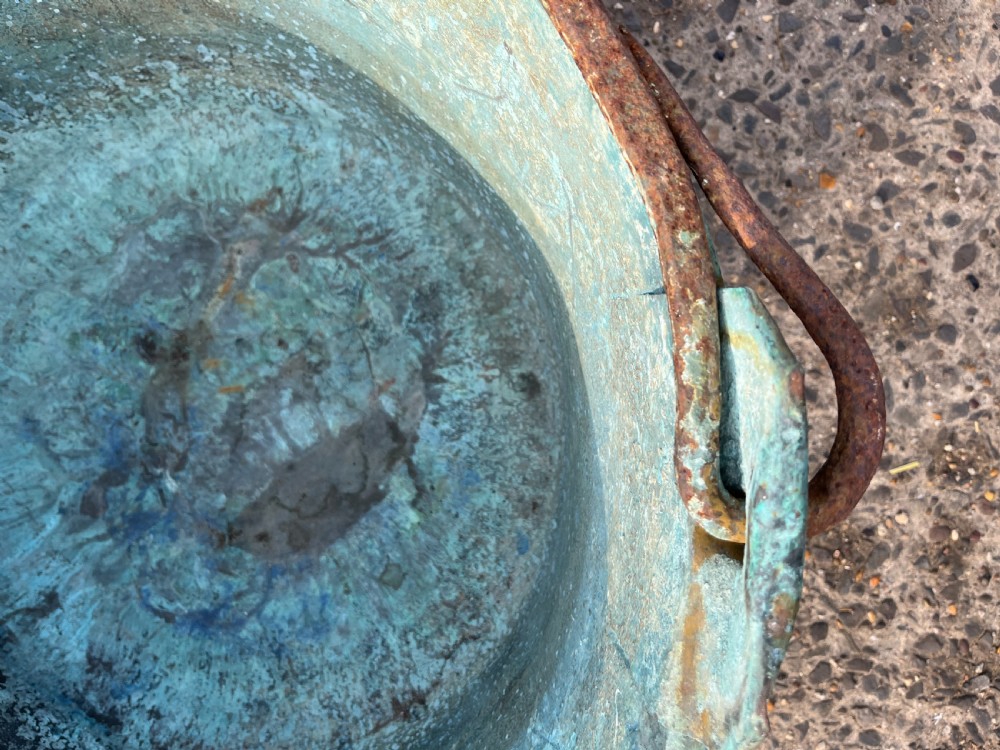 19th Century Copper Cauldron with Iron Handle View V