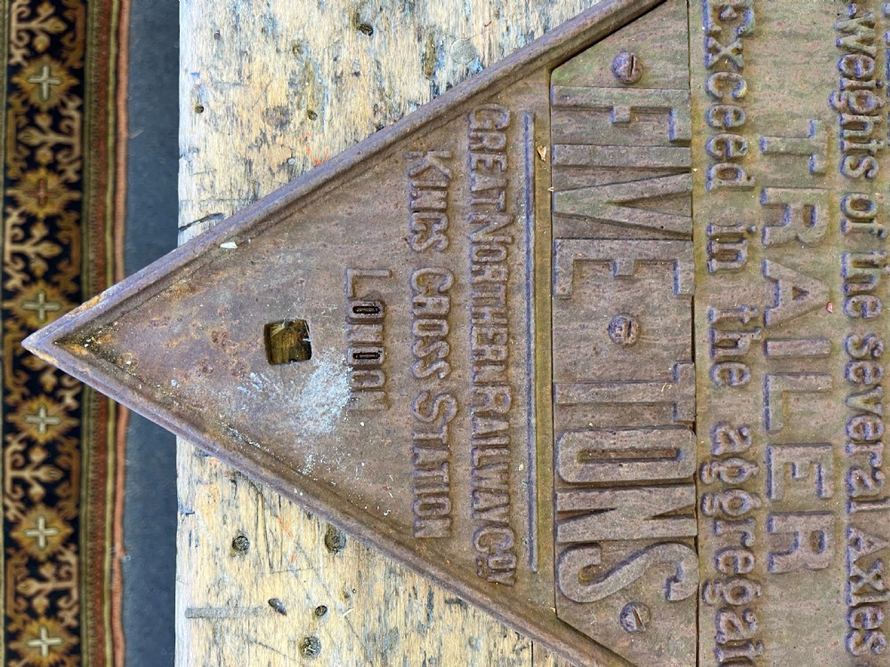 Original Early 20th Century GNR Diamond Bridge Weight Restriction Sign  View III