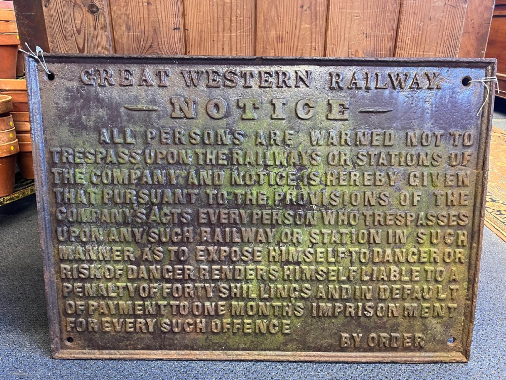 Early 20th Century Cast Iron GWR Trespass Sign