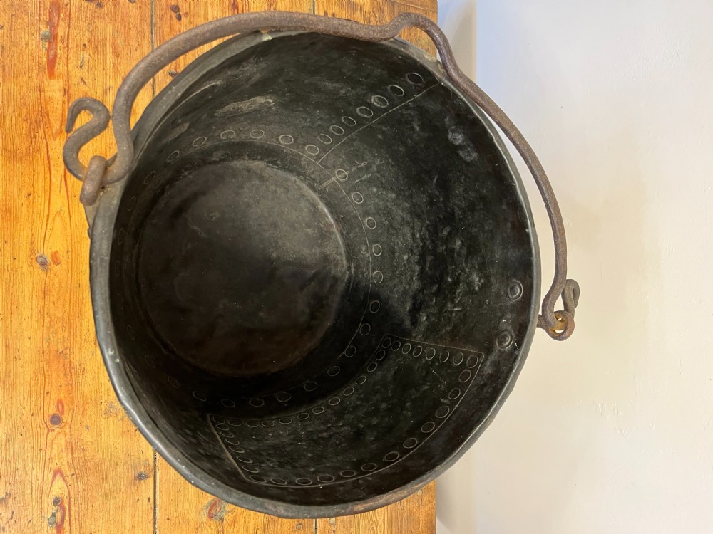 19th Century Copper Cauldron with Iron Handle  View VI