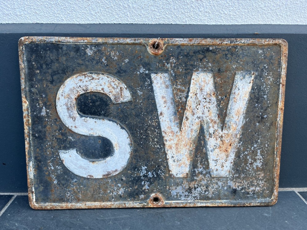 Early 20th Century Original Cast Iron GWR SW (Sound Whistle) Sign