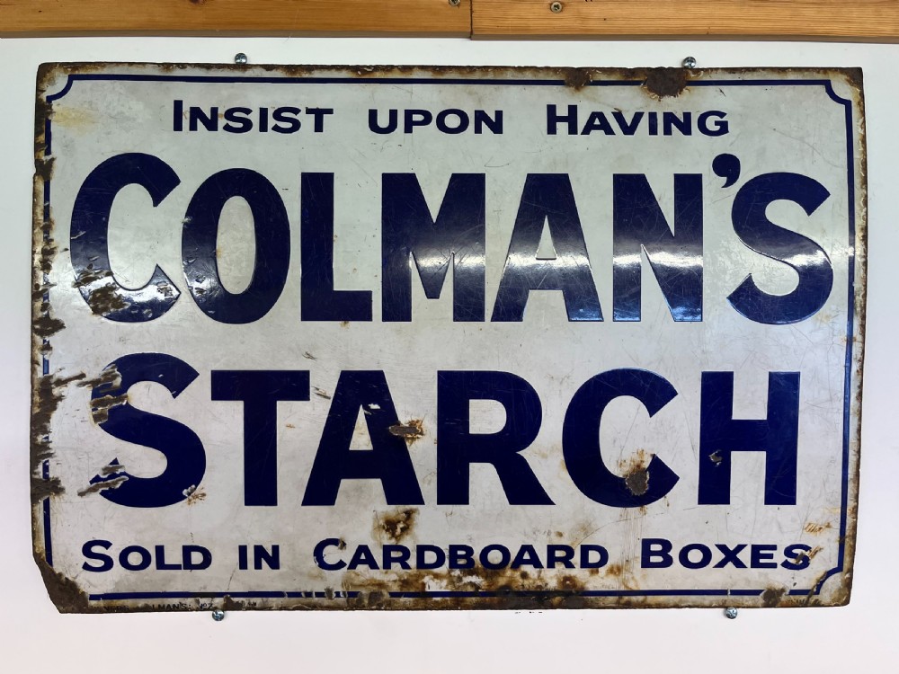 Original Early 20th Century 'Colman's Starch' Enamel Sign 