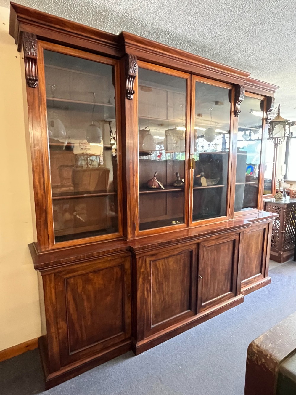 Victorian Mahogany Breakfront Bookcase