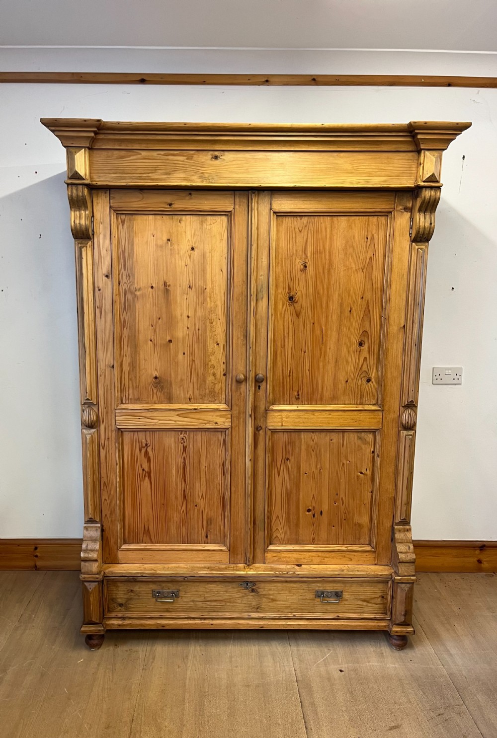 circa 1900 East European Knock Down Pine Wardrobe 