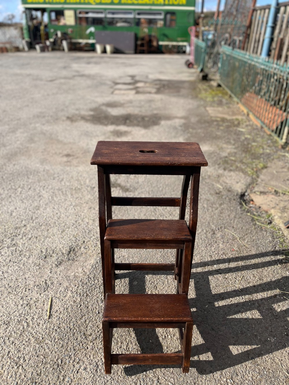 Circa 1900 Oak Metamorphic Library Steps