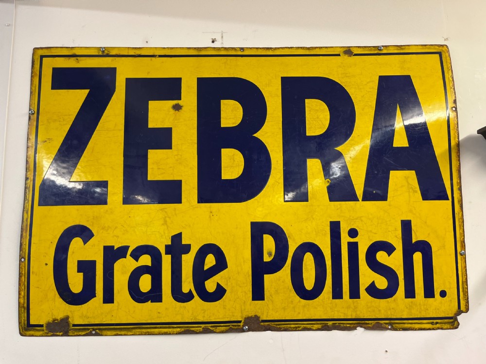 Early 20th Century Zebra Grate Polish Enamel Sign
