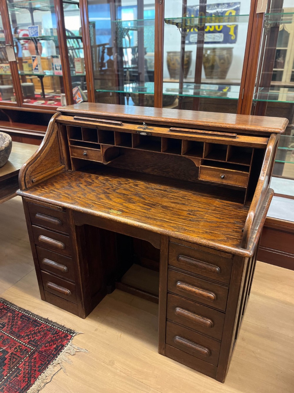 1920s Roll Top Oak Desk  View II