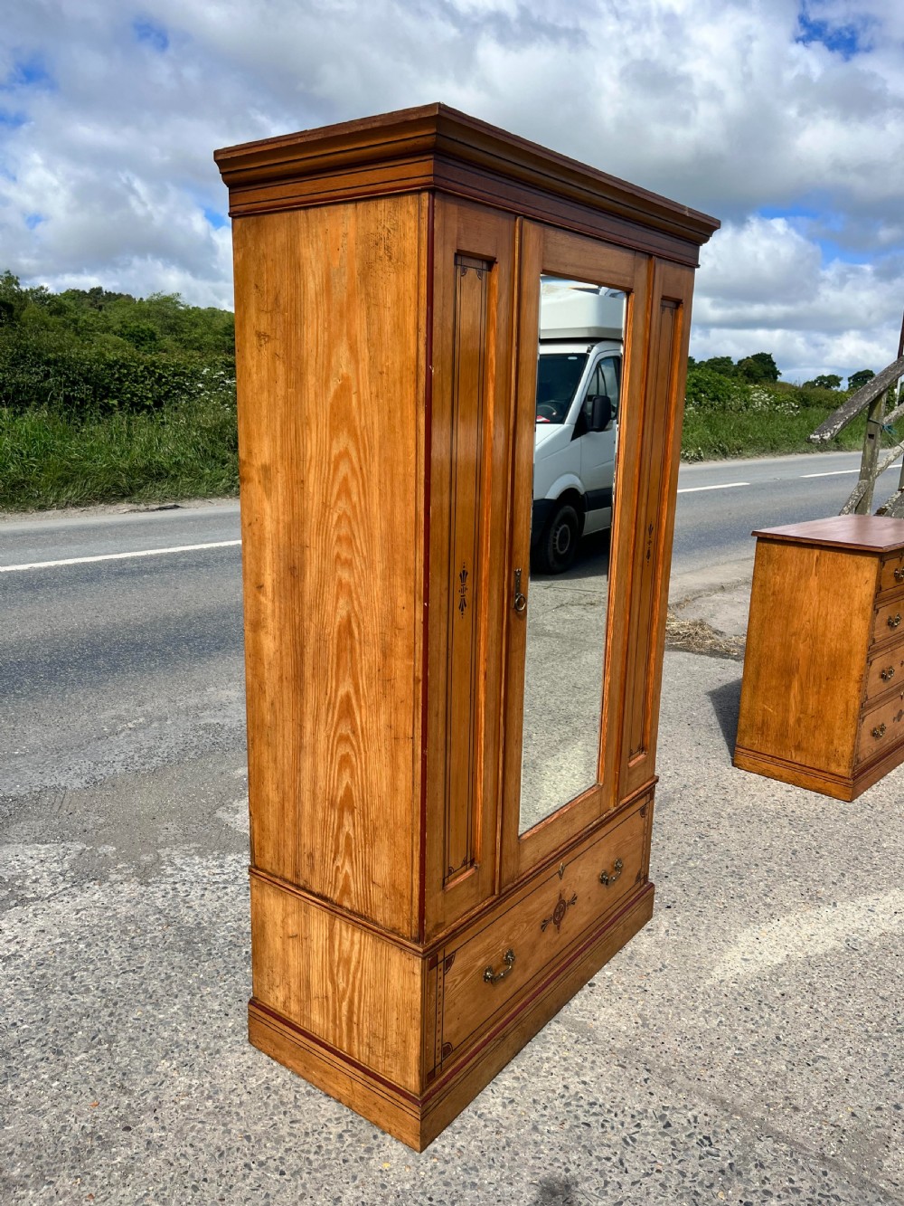A Good Aesthetic Movement Painted Ash & Oak 2 Piece Bedroom Suite Manufactured by Waugh & Sons circa 1870s (C-333) View XII