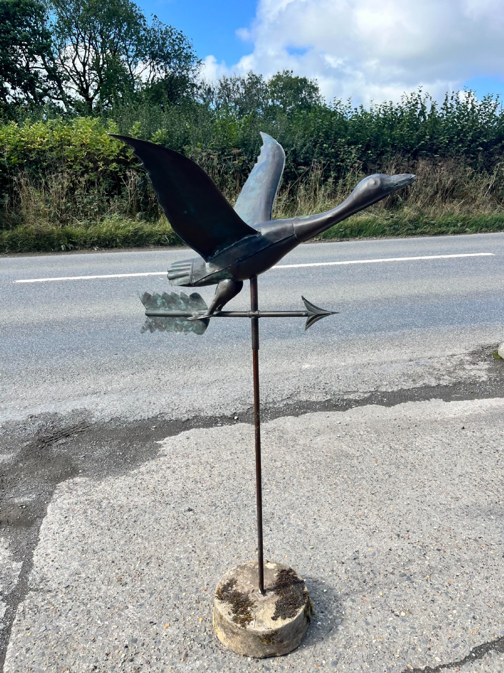 circa 1900 French Copper Goose Weather Vane  View II