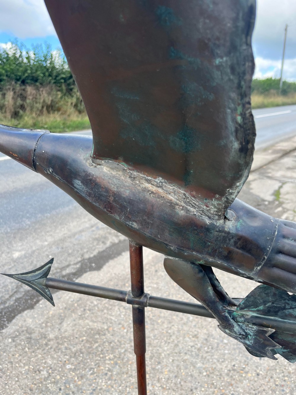 circa 1900 French Copper Goose Weather Vane  View IV