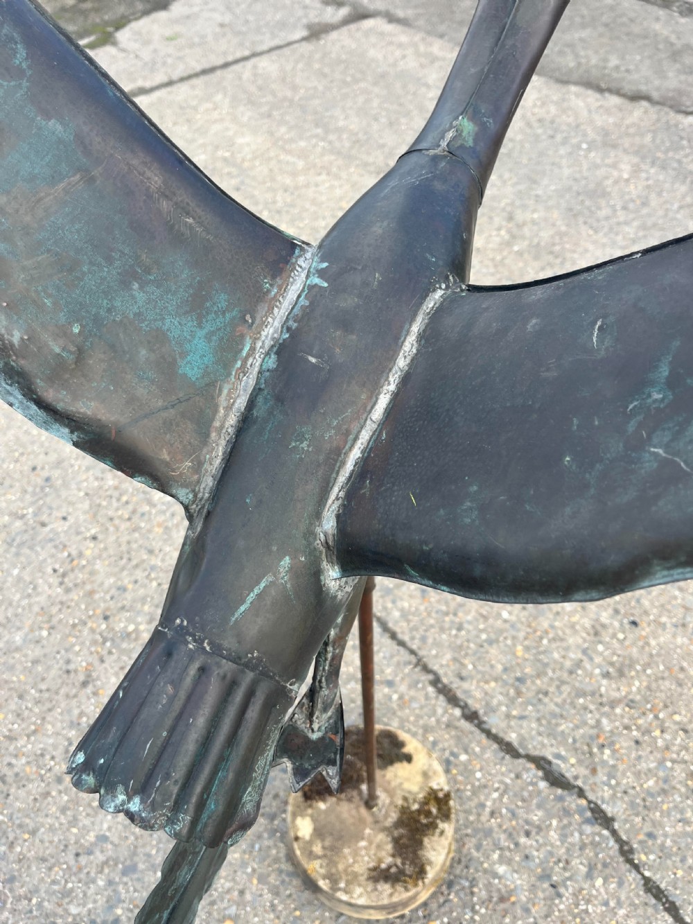 circa 1900 French Copper Goose Weather Vane  View X