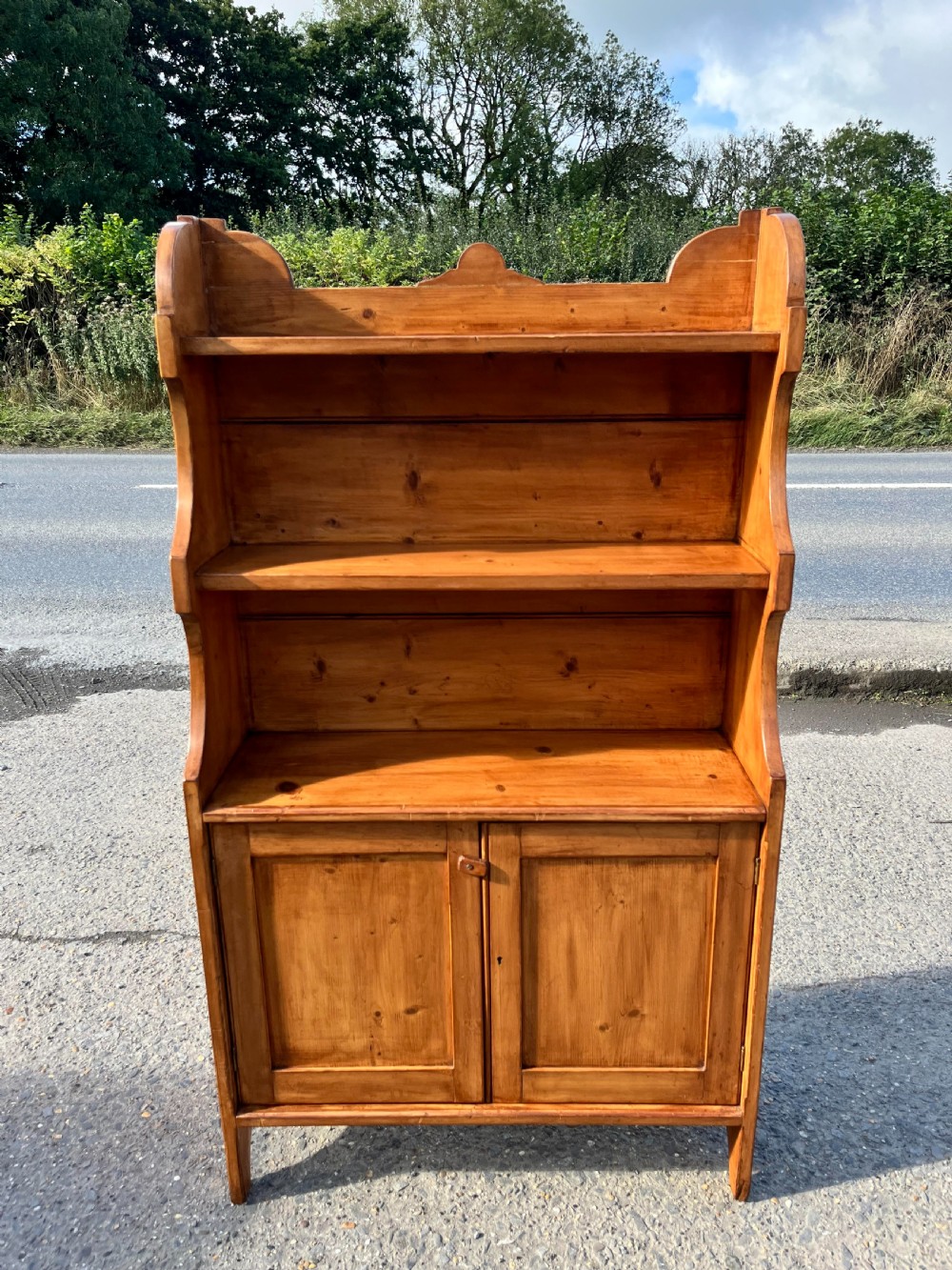 Victorian Pine Bookcase with Cupboard Doors to Base