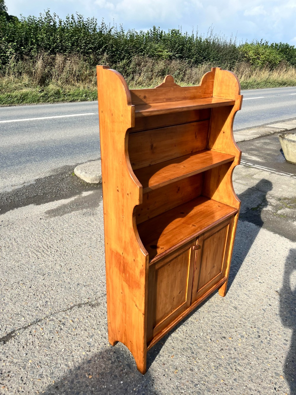 Victorian Pine Bookcase with Cupboard Doors to Base View VI