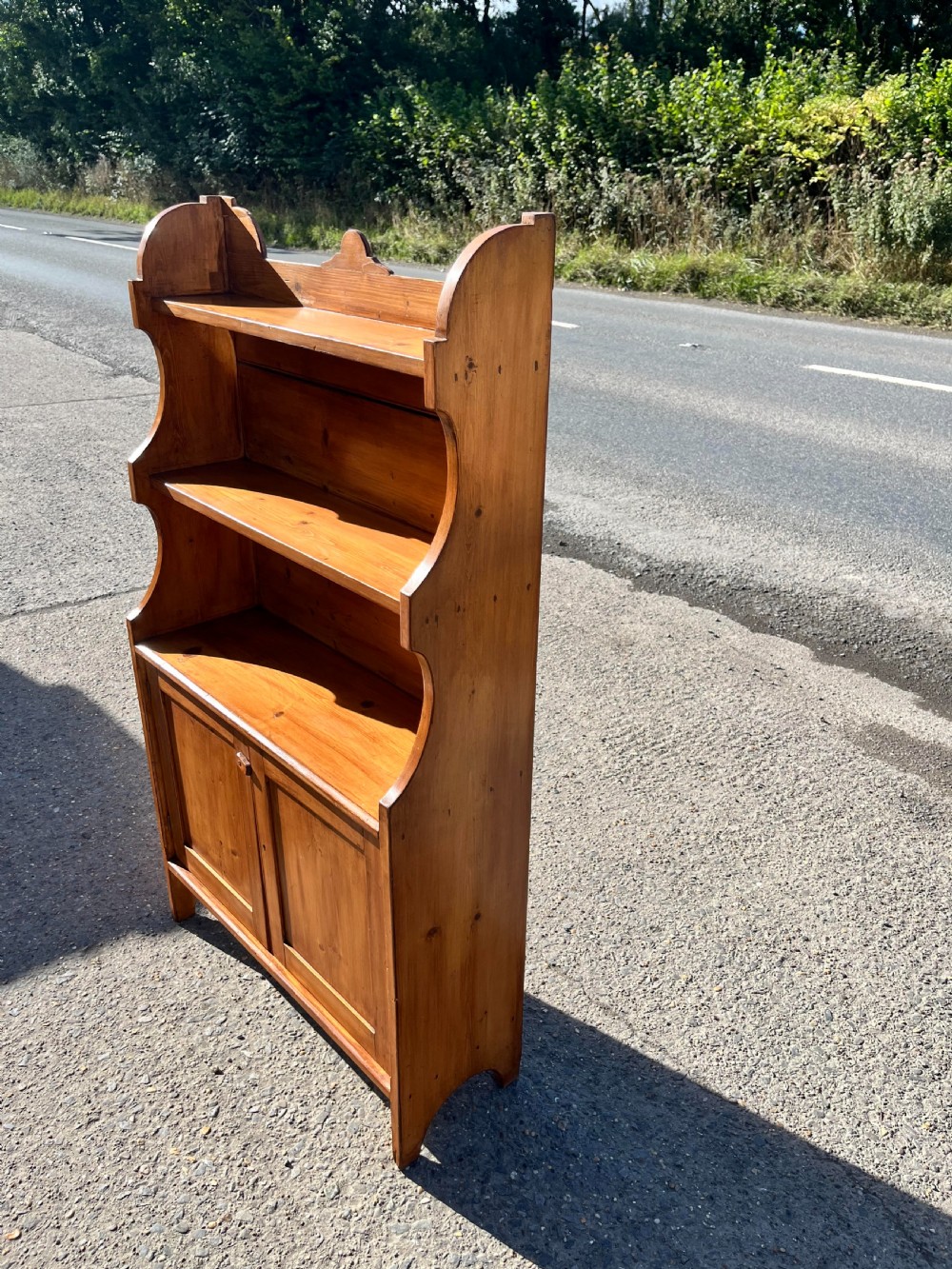 Victorian Pine Bookcase with Cupboard Doors to Base View VII