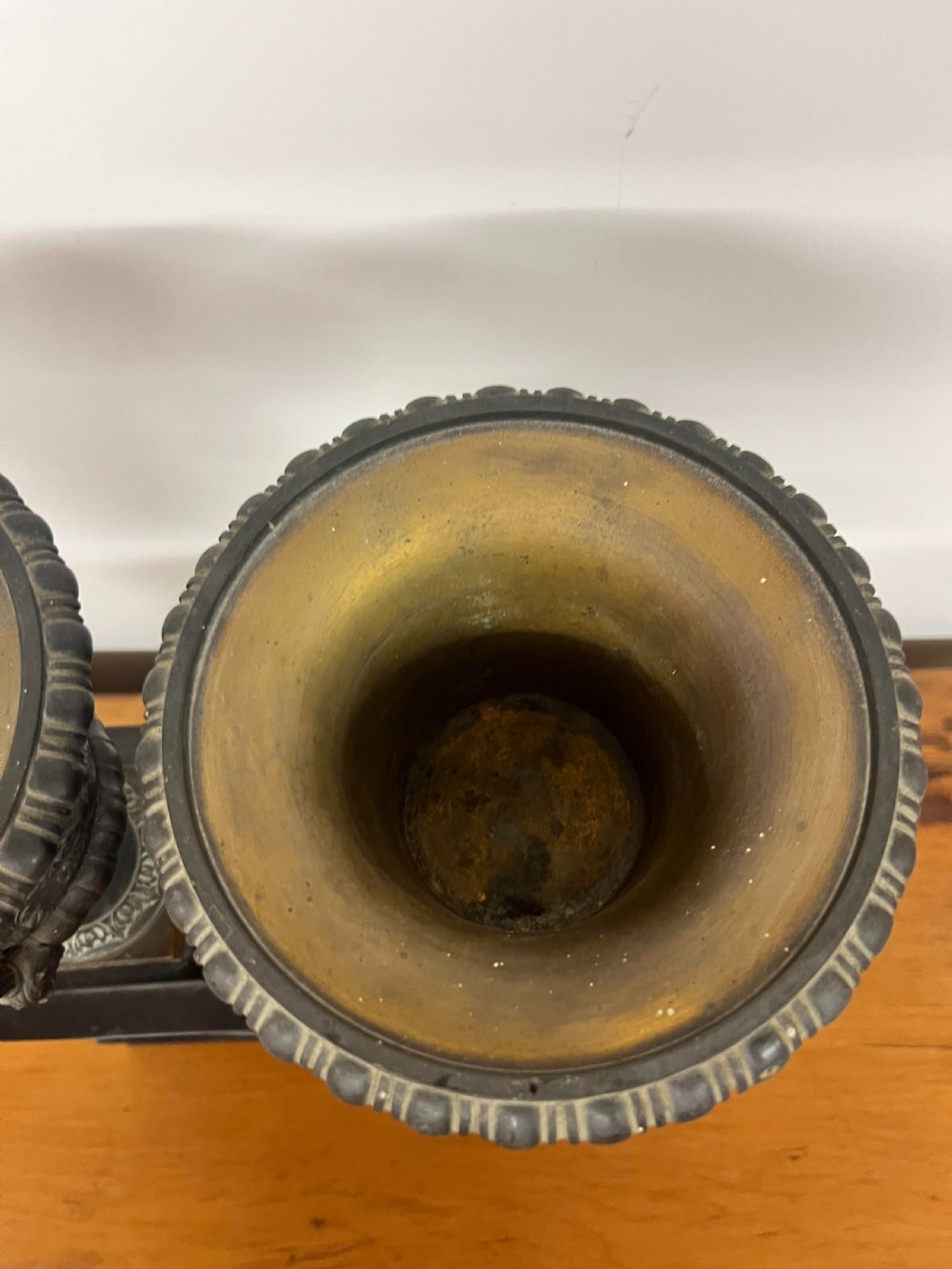 A Pair of Bronze Urns on Marble Plinths View VII