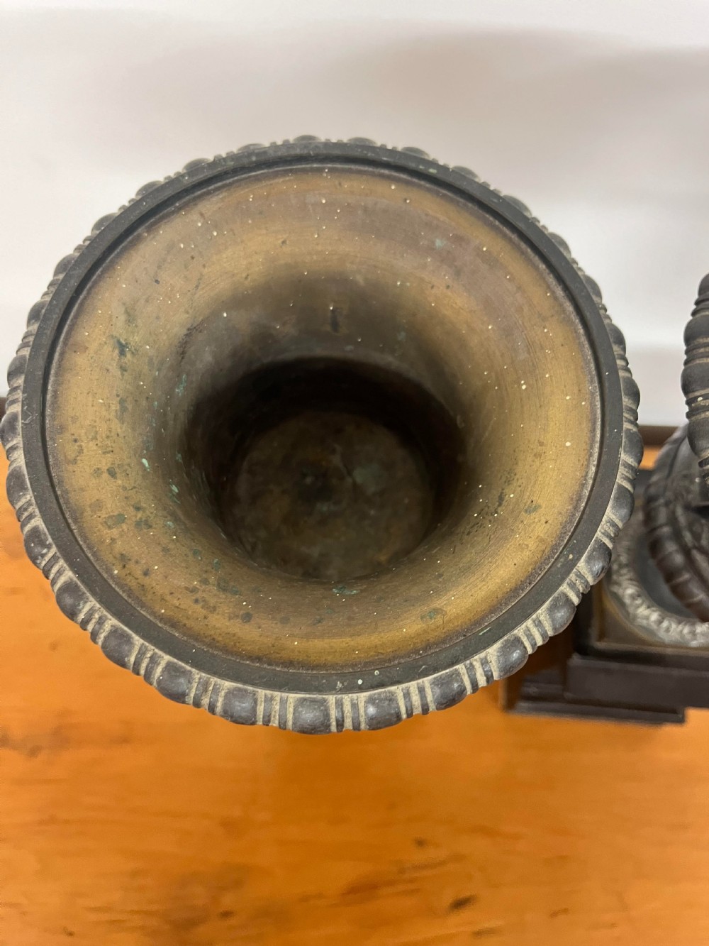 A Pair of Bronze Urns on Marble Plinths View VIII