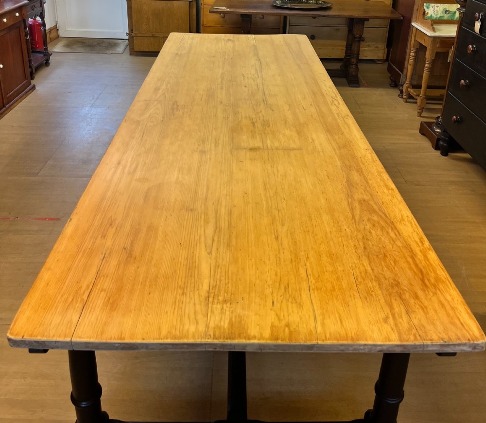 circa 1900 Refectory Table with Painted Oak Base View IX