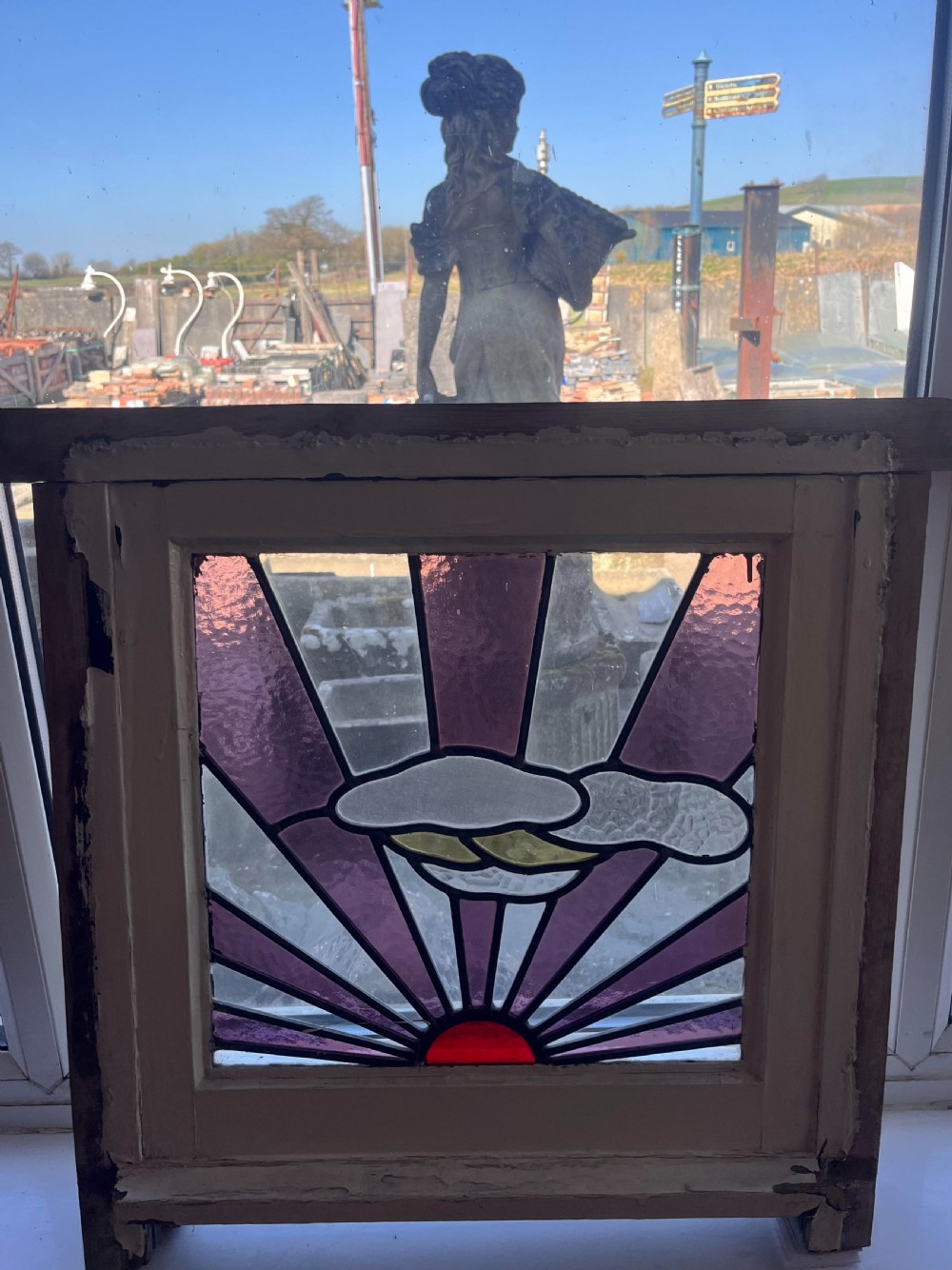 A Beautiful Deco Sunburst Stained Glass Panel - Clarice Cliff Style View IV