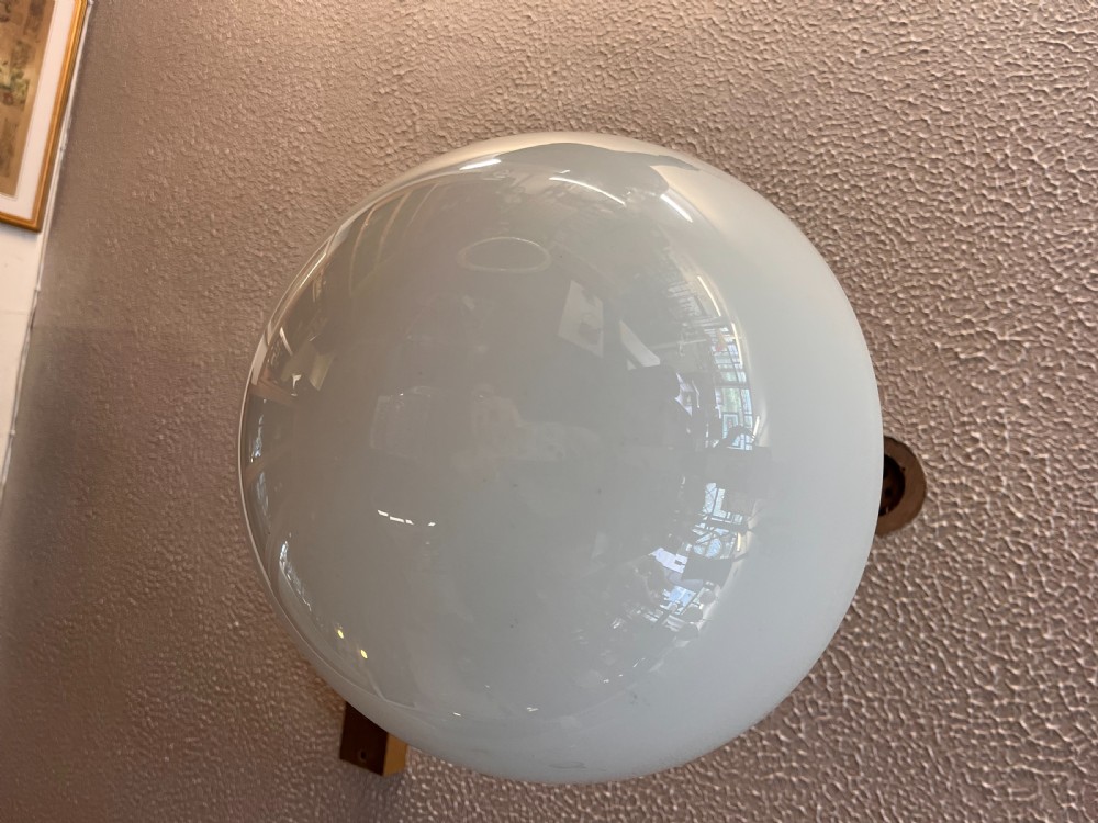 Early 20th Century Pendant Light with Copper Gallery, Opaline Glass Shade & Original Chain  View VI