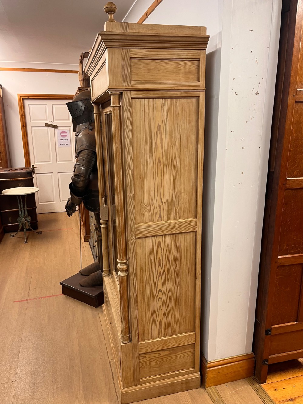 Circa 1900 Pine Display Cabinet with Glazed Door & Single Drawer to Base View VIII