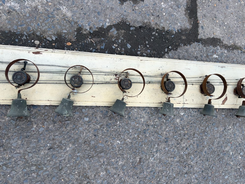 15 Servant's Bells on Original Board with Lever and Pulley Mechanism View III