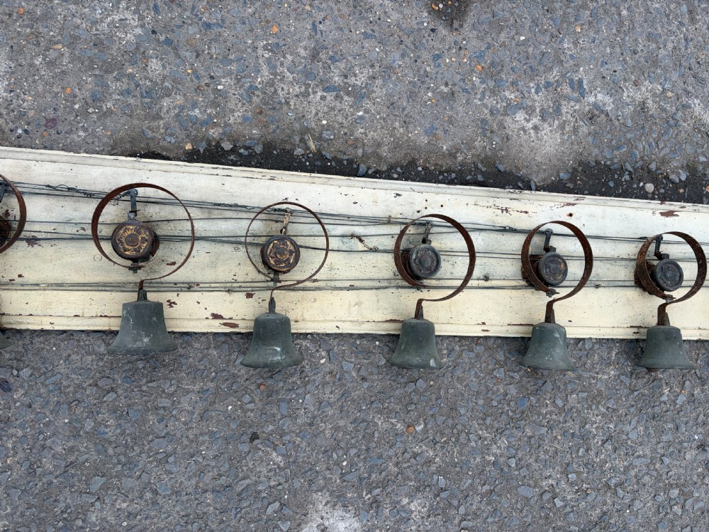 15 Servant's Bells on Original Board with Lever and Pulley Mechanism View V