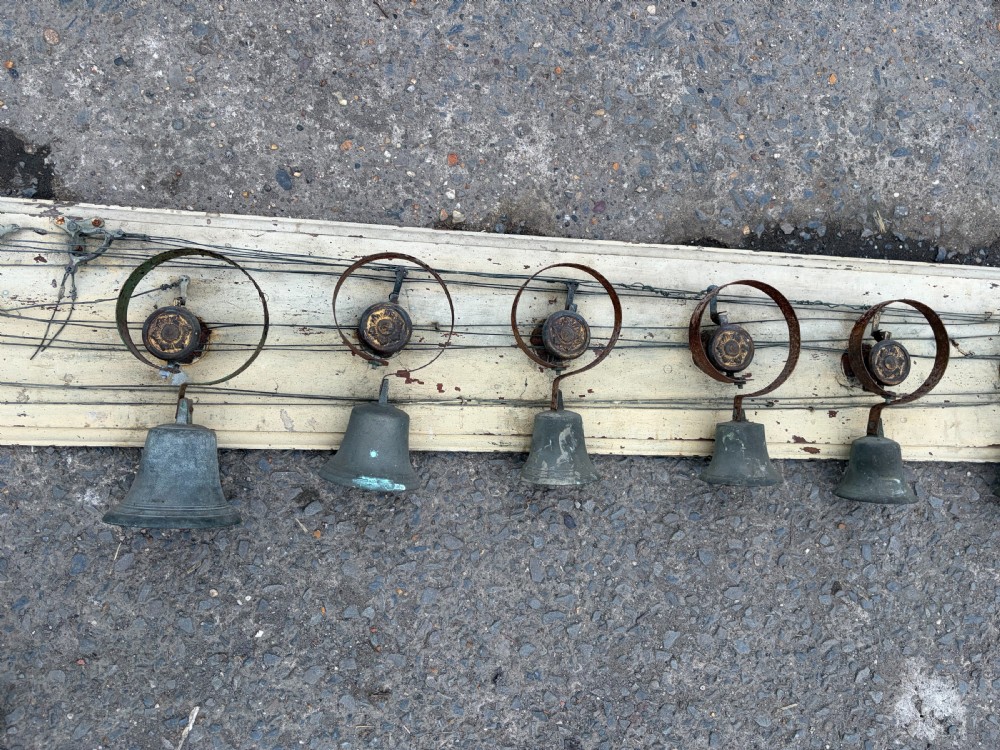 15 Servant's Bells on Original Board with Lever and Pulley Mechanism View VI