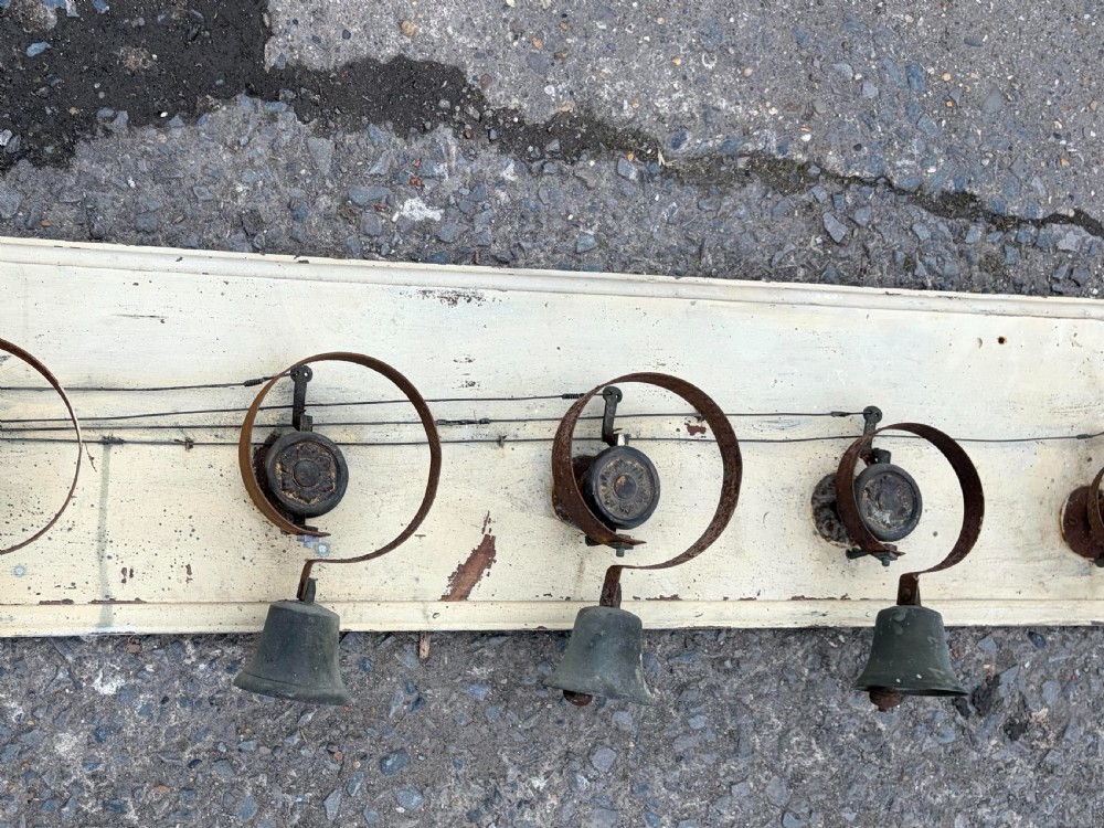 15 Servant's Bells on Original Board with Lever and Pulley Mechanism View IX