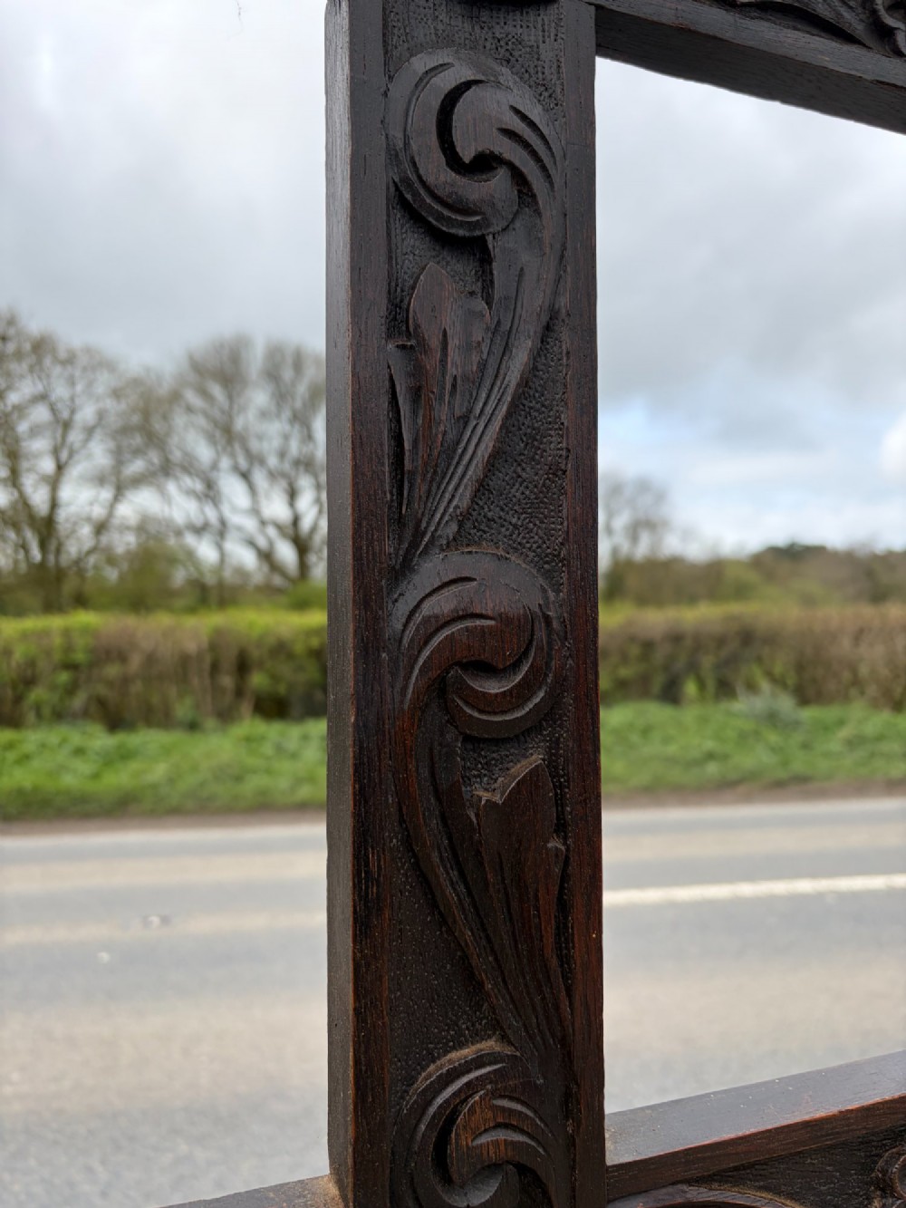 Victorian Oak Hallstand with Carved Knight Detail View II