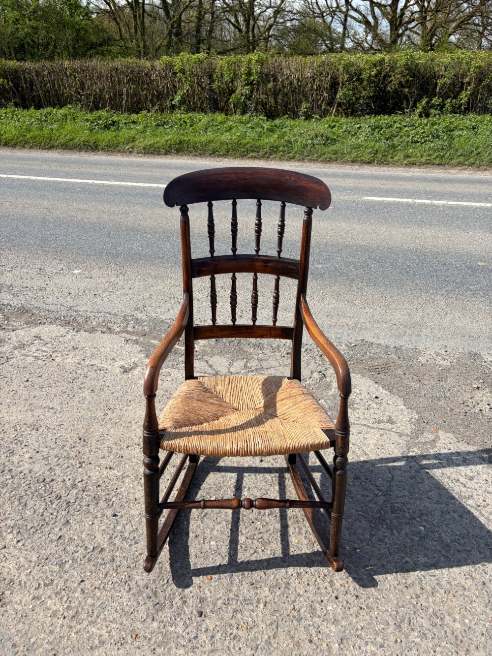 19th Century Rush Seated Rocker