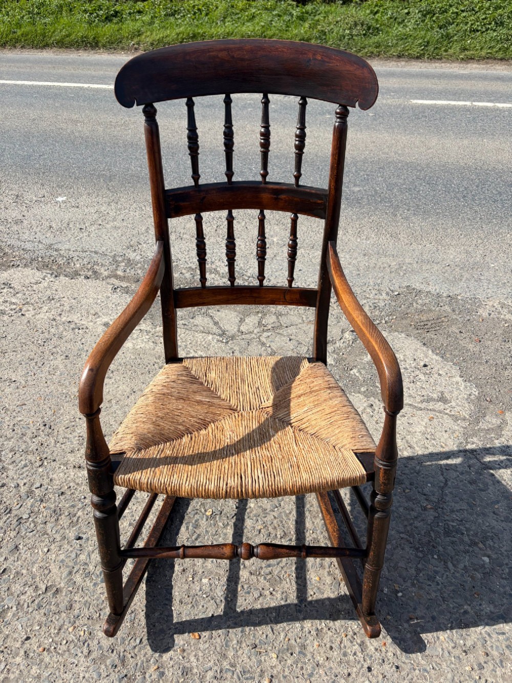 19th Century Rush Seated Rocker View II