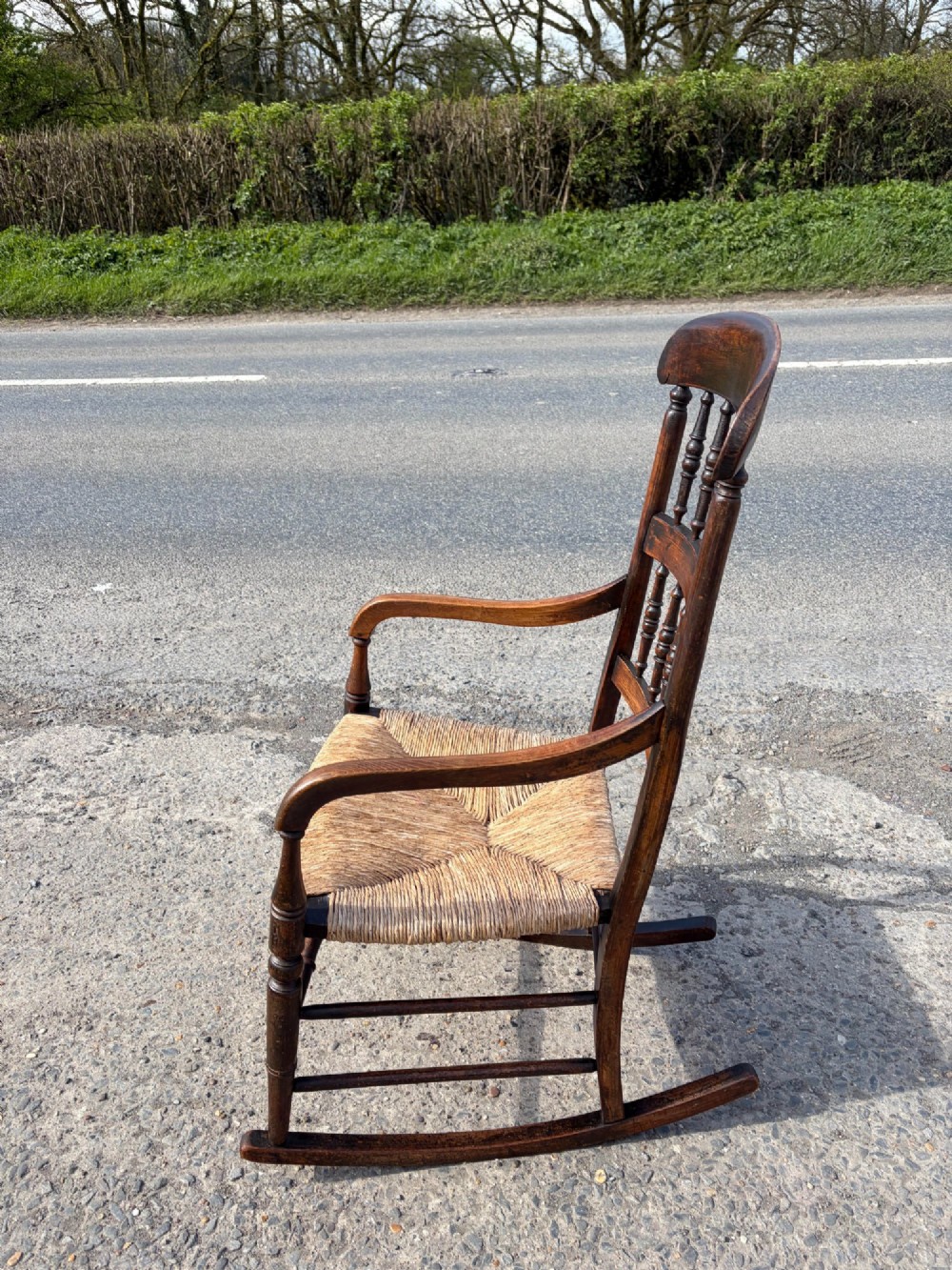 19th Century Rush Seated Rocker View III