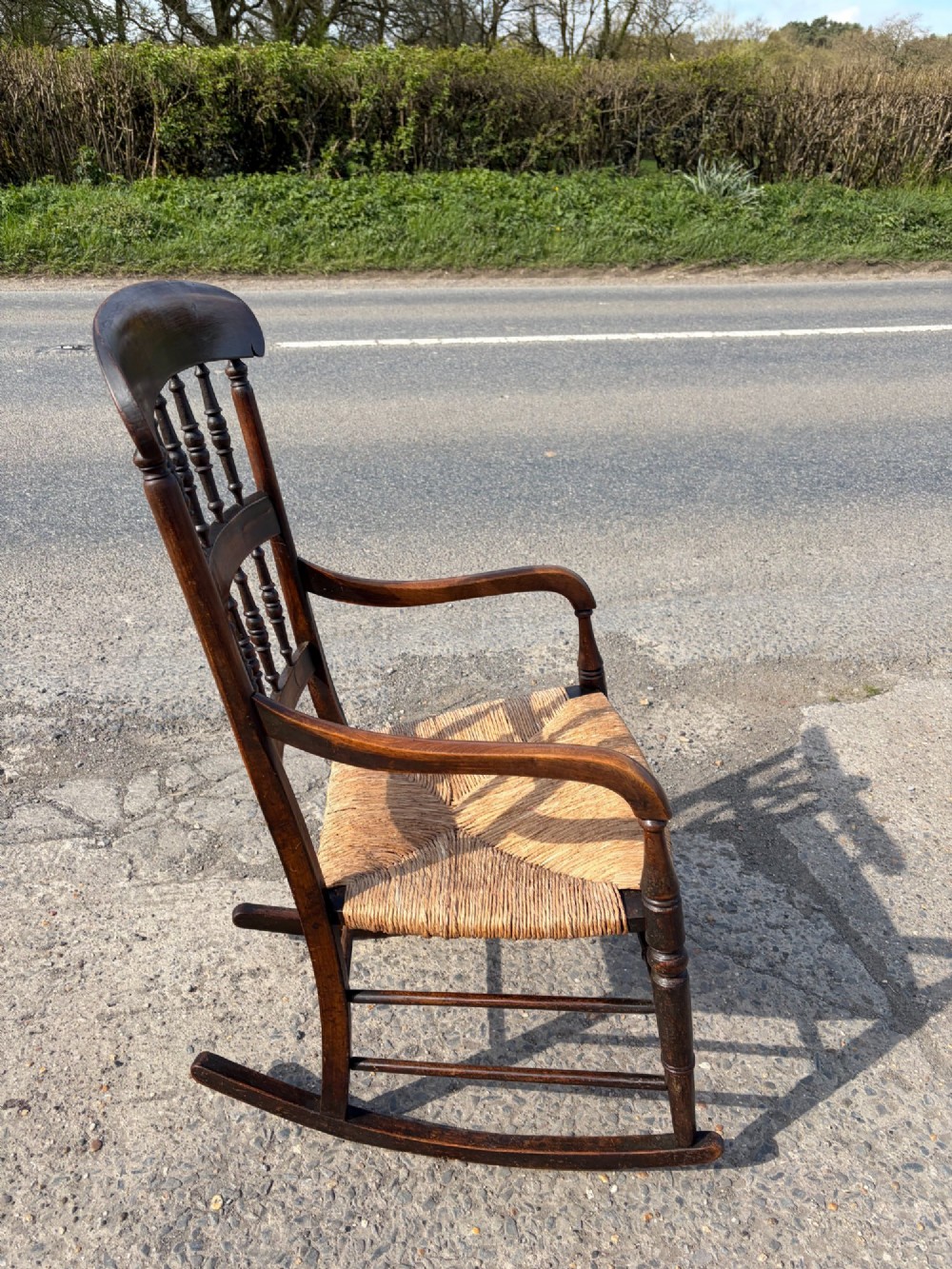 19th Century Rush Seated Rocker View VI