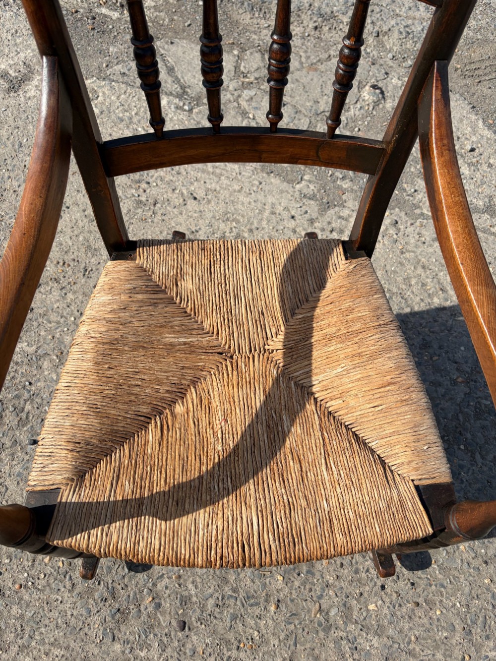 19th Century Rush Seated Rocker View IX