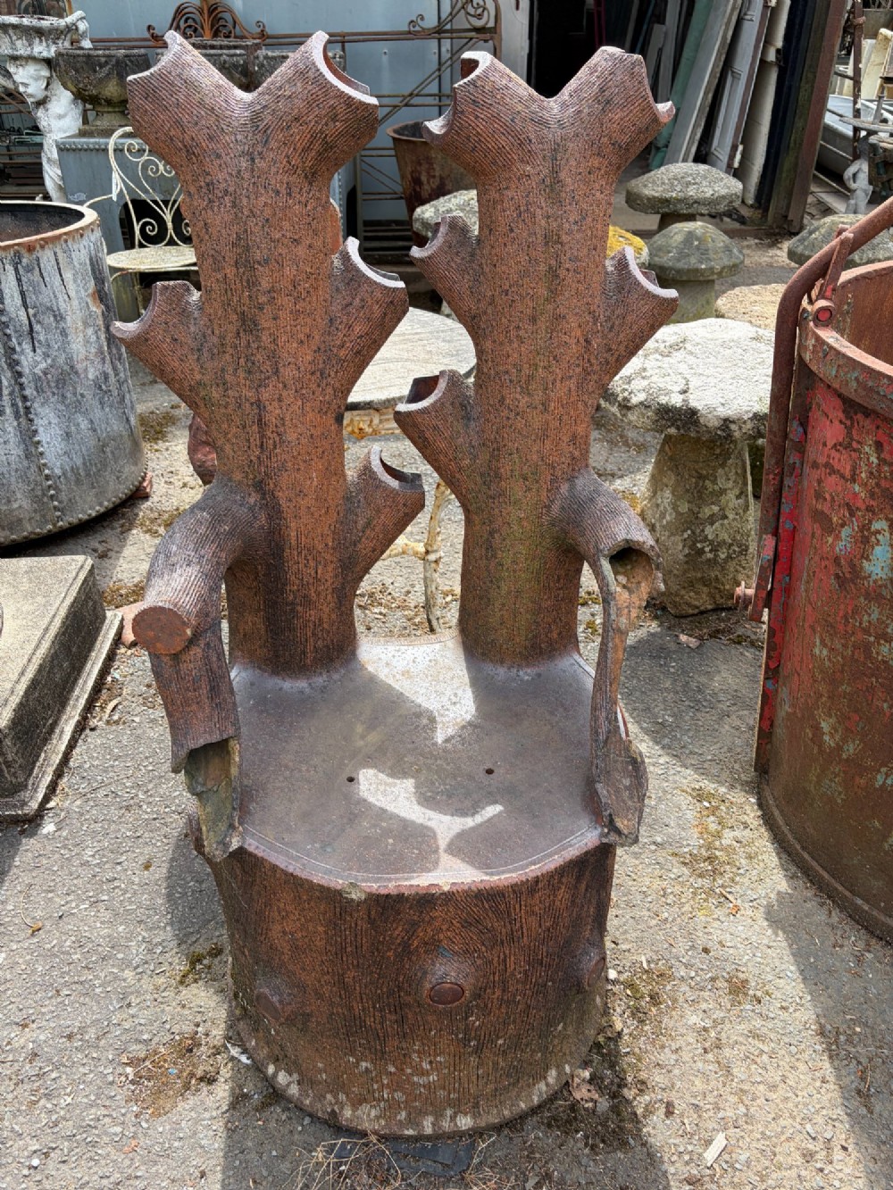 Victorian Faux Bois Garden Seat