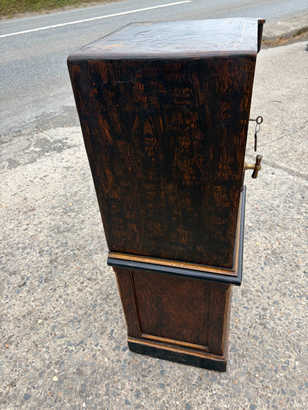 A Victorian Painted Safe by Hobbs and Co. on Original Base with Painted Interior View VI