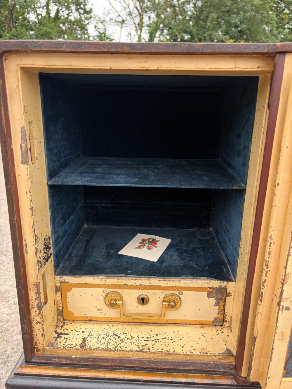 A Victorian Painted Safe by Hobbs and Co. on Original Base with Painted Interior View XII