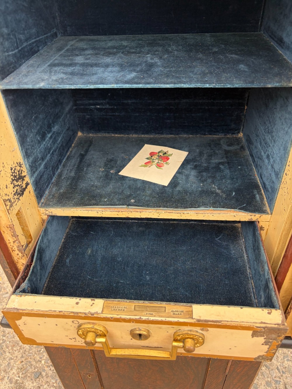 A Victorian Painted Safe by Hobbs and Co. on Original Base with Painted Interior View XIV